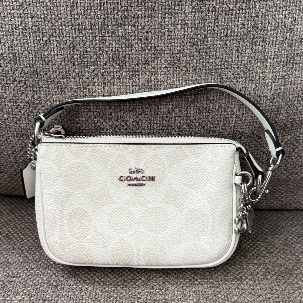 Coach White Signature Wristlet